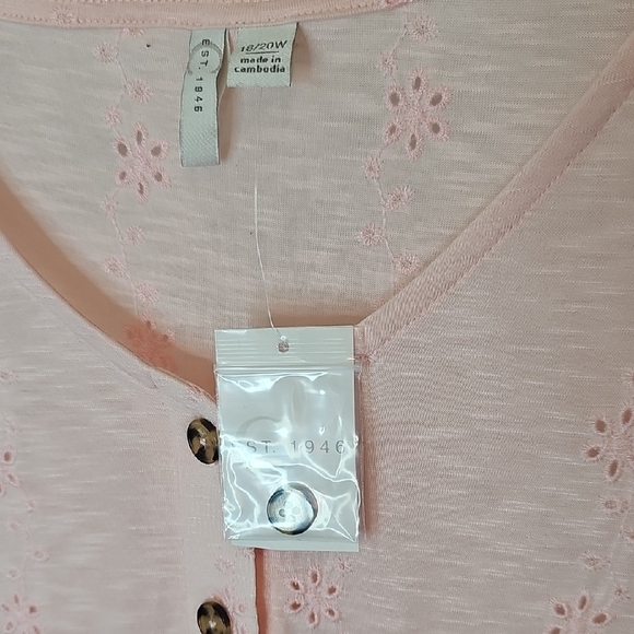 C Est 1946 Pink Sleeveless Eyelet Tank Top Size 18 20w NWT - Picture 5 of 9